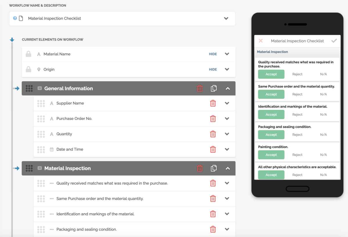 Material Inspection Checklist - SEE Forge creators of FAT FINGER