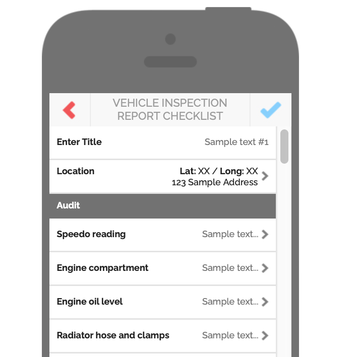 Mobile view of vehicle checlist