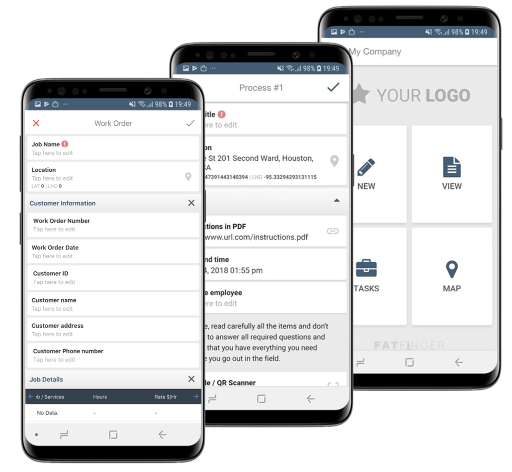 Work order checklist mobile interface