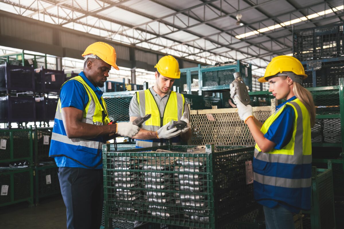 workers working together in warehouse