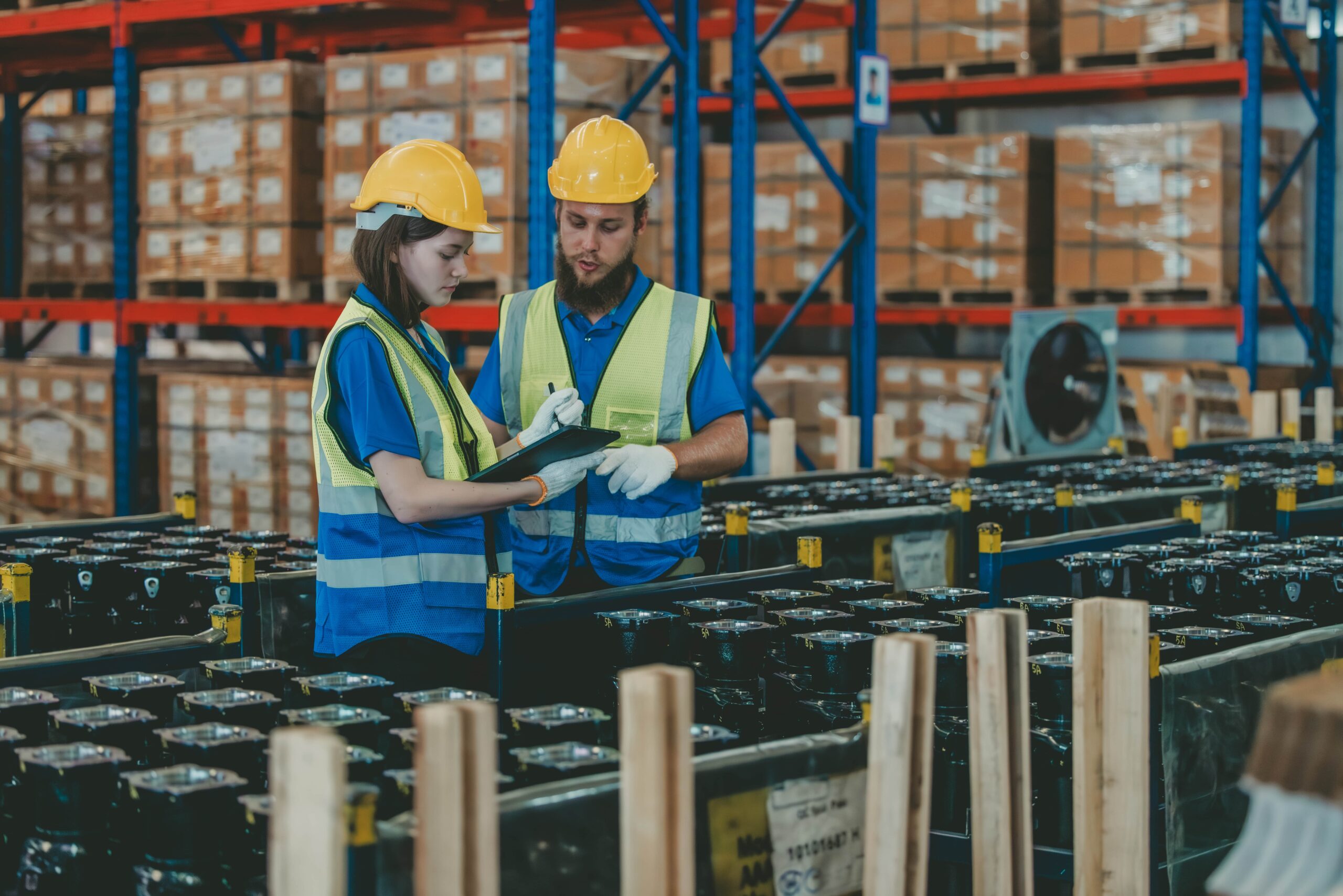 warehouse staff verify inventory on mobile